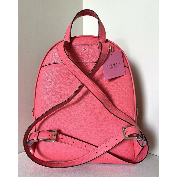 New Kate Spade Day Pack Medium Backpack Pebble Leather Peach Melba - Picture 3 of 6